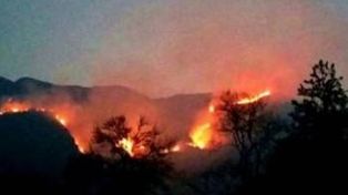 El fuego avanza hace una semana en el cerro Famatina, en La Rioja