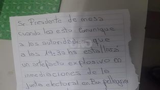 Esta es la nota con la amenaza de bomba para el búnker de Cambiemos