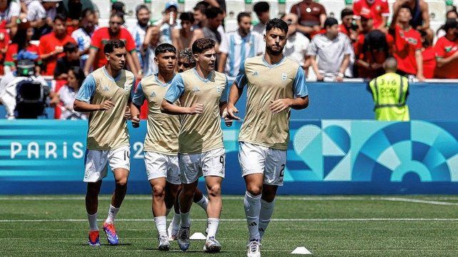 Argentina en la entrada en calor previa a su encuentro con Marruecos.