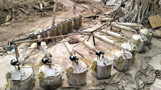 Parte del enorme laboratorio hallado en Sonora.