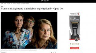 Foto de la portada de la Web del Washington Post del 12 de noviembre último con la denuncia de las 42 mujeres contra el Opus.