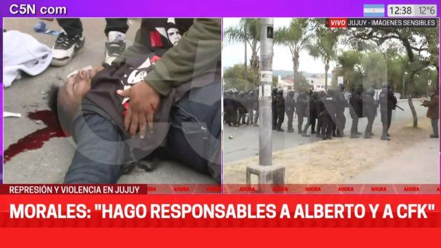 La policía de Jujuy reprime la protesta de manifestantes en la Legislatura donde se hacía la jura de la nueva Constitución. Morales apuntó al Gobierno nacional
