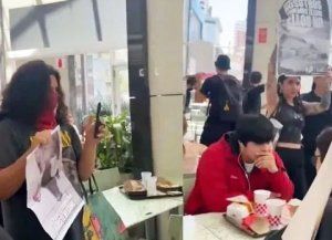 Veganos irrumpieron en un local de hamburguesas y hubo un tenso cruce con comensales