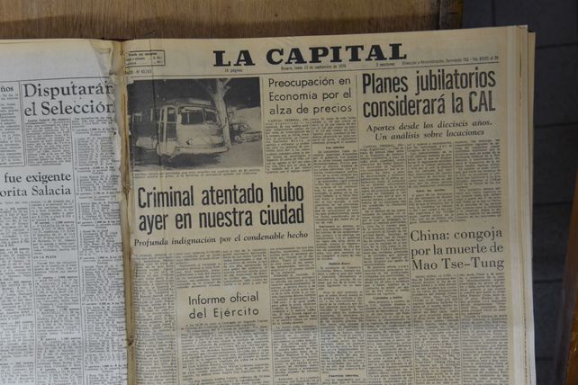 Las noticias. La edición de La Capital del 13 de septiembre de 1976 mostró los detalles del atentado.&nbsp;