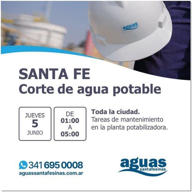 Corte de agua en toda la ciudad por tareas de mantenimiento en la planta potabilizadora