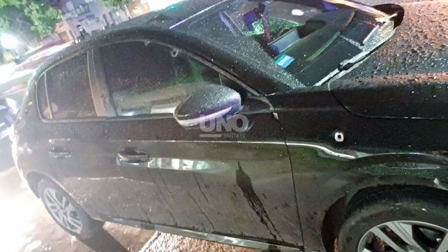 El auto baleado del barrabrava de Unión&nbsp;