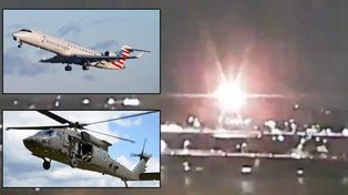 Un avión de pasajeros de American Airlines chocó con un helicóptero militar Blackhawk y ambas aeronaves cayeron al río Potomac, en Washington