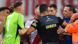 Franco Armani y Cristian Lema se trenzaron en el campo de juego y la siguieron en el túnel.