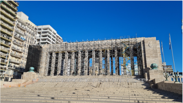 El Monumento a la Bandera ya en la segunda fase de las obras de recuperación.