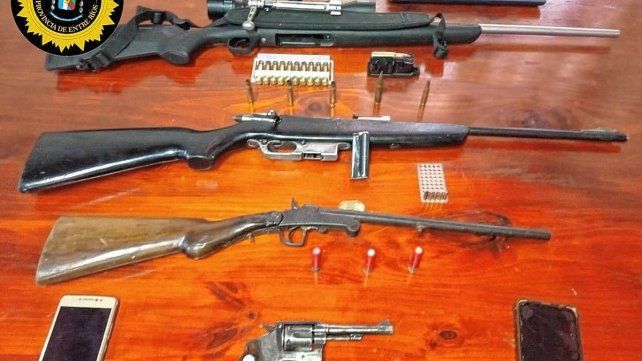Las armas secuestradas en el operativo en La Paz.