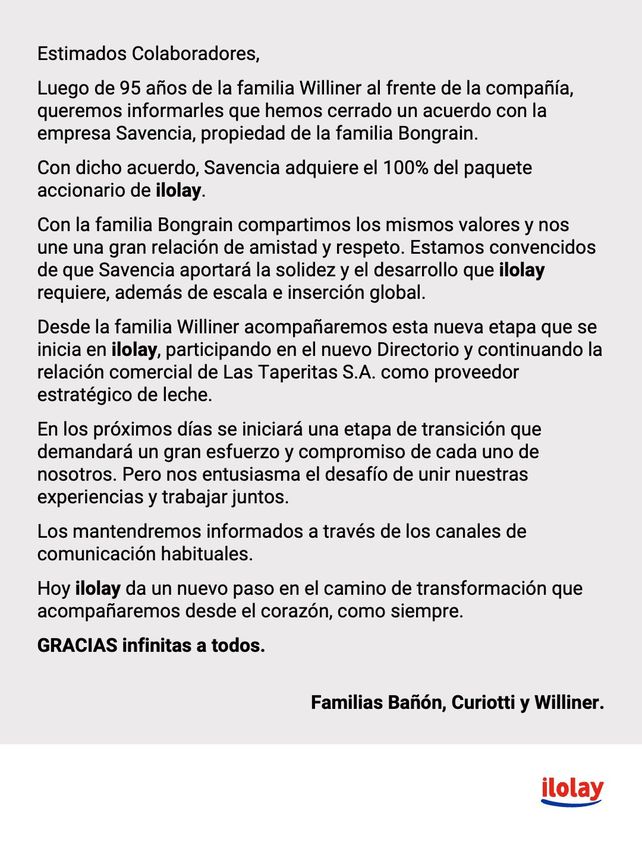 Los dueños de marca láctea santafesina Ilolay vendieron su empresa a un grupo francés