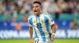 Lautaro Martínez festeja el primer gol de la Argentina. Lautaro Martínez festeja el primer gol de la Argentina.