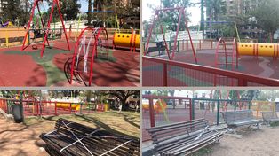 Duraron poco: las cintas de seguridad colocadas en plazas fueron arrancadas
