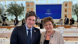 &nbsp;El presidente Javier Milei y la titular del FMI, Kristalina Georgieva.&nbsp;