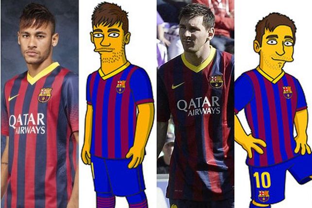 Messi y Neymar fueron dibujados como dos Simpson más