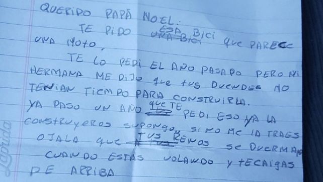 Papa Noel no le trajo lo que pidió y se lo recordó con esta carta