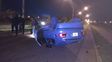 un automovil impacto contra otro y volco en el carril contrario un automovil impacto contra otro y volco en el carril contrario