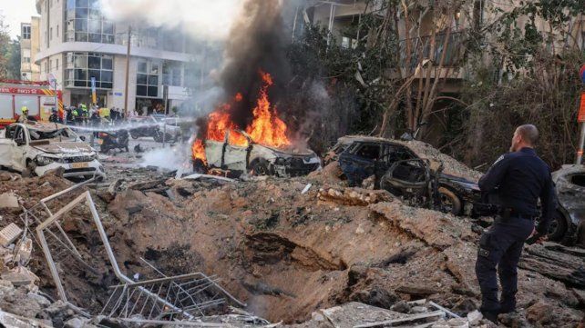 Lugar del impacto de un misil iraní