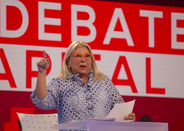 Elisa Carrió durante el debate de hoy de cara a las elecciones generales del domingo 22.