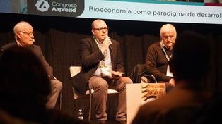 Debate. Roberto Bisang (a la derecha de la foto) y Fernando Vilella (a la izquierda), en Aapresid.