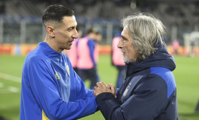 El saludo en la previa entre Ángel Di María y José Daniel Valencia