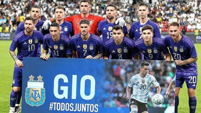 La Selección Argentina mostró una bandera en apoyo a Gio Lo Celso.