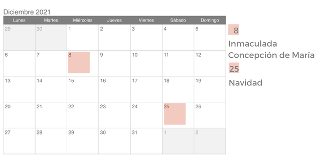 Aquí está, este es: el calendario de feriados para el 2021
