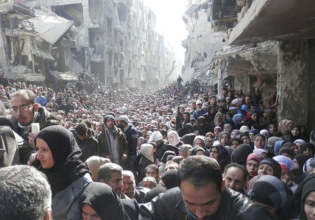 La Agencia de Naciones Unidas para los Refugiados Palestinos difundió en marzo de 2014 esta foto del campo de Yarmouk
