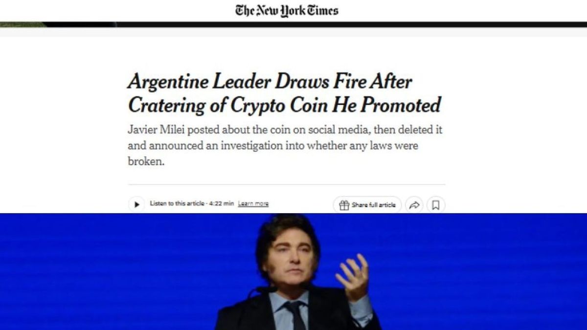 El caso de la cripto que promocionó Milei llegó al New York Times: El líder  argentino, en el punto de mira