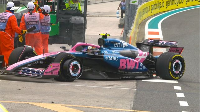 Así quedó la goma delantera izquierda del Alpine de Jack Doohan