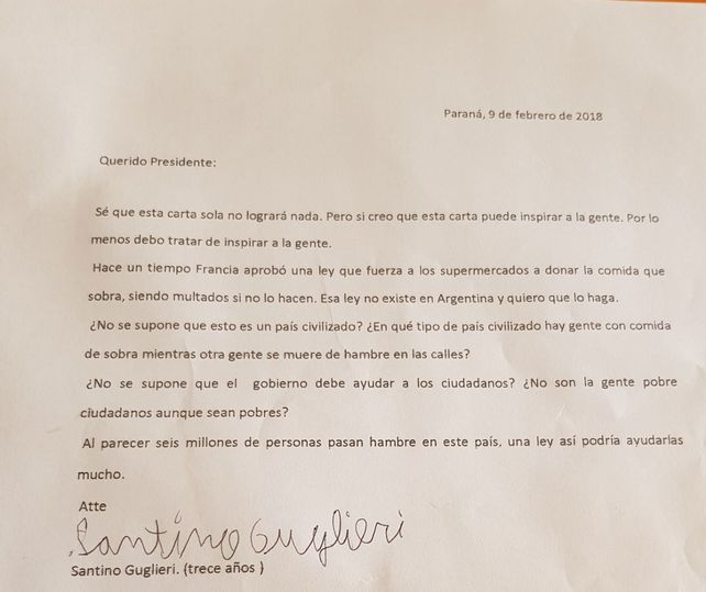 El entrerriano que le escribió a Macri para ayudar a los pobres