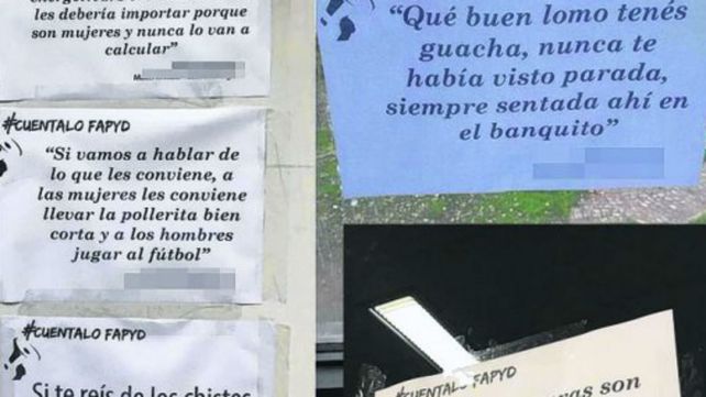 Visualización. Pegaron carteles en la Facultad de Arquitectura.&nbsp;