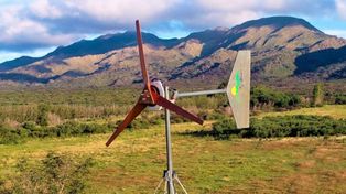 Aerogenerador en el centro de salud del paraje Guanaco del Morro, San Luis.