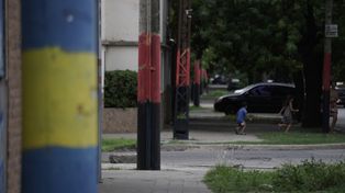 Nada a salvo. Las columnas de casi toda la ciudad están intervenidas de azul y amarillo, o rojo y negro.&nbsp;