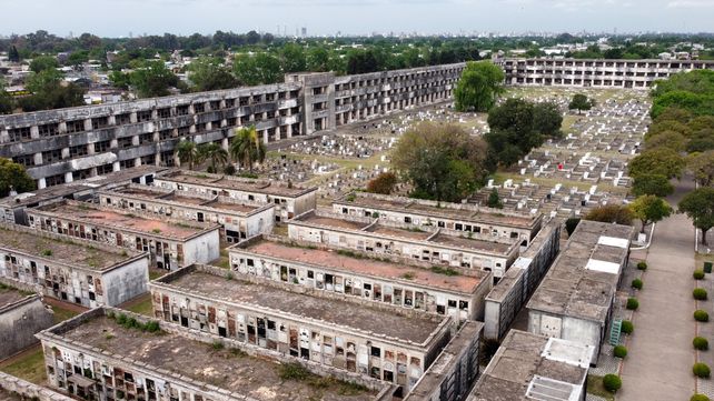 Vista aérea de la parte más antigua del cementerio La Piedad.