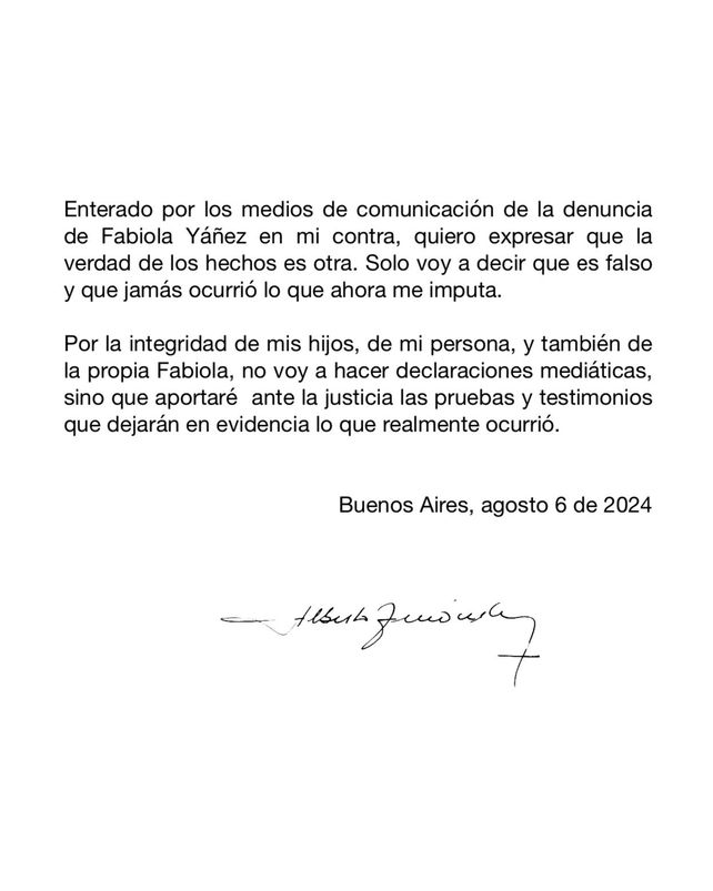 Alberto Fernández: Demostraré ante la Justicia la falsedad de lo denunciado