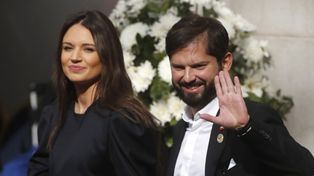El mandatario trasandino en una postal de hace unos meses junto a Irina Karamanos.