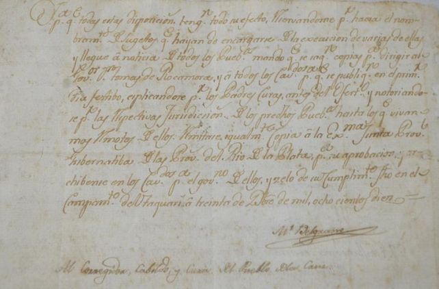Un documento de 1810 firmado por Belgrano es la pieza del mes en el Museo Histórico