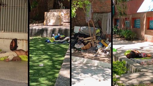 Drama social: una decena de personas en situación de calle vive en la plazoleta frente al Teatro Municipal