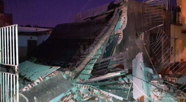 Las primeras imágenes del derrumbe de la vivienda.