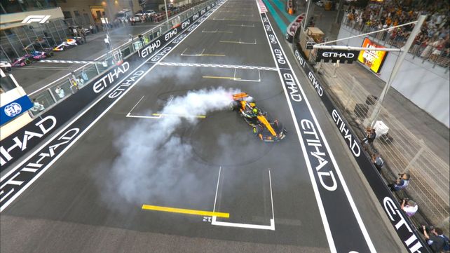 Lando Norris y el derrape controlado en la pista de Abu Dabi. Nuevo campeón de la Fórmula 1.