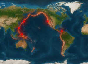 El Cinturón de Fuego del Pacífico, donde ocurre la mayoría de los terremotos