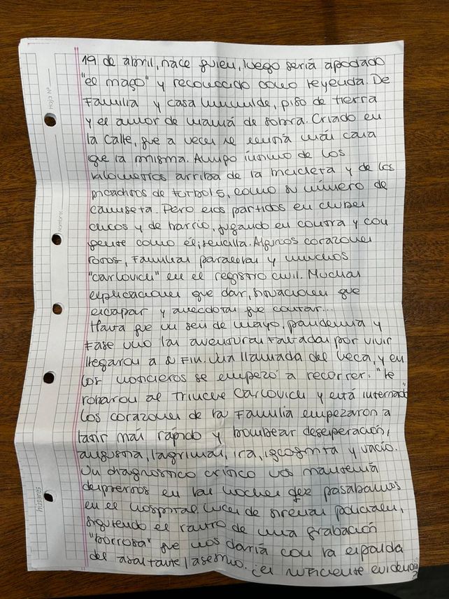 La nieta del Trinche Carlovich leyó una emotiva carta