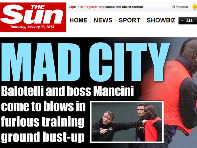 Mancini y Balotelli casi se van a las manos en el entrenamiento del City