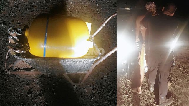 El detenido junto a lo recuperado tras el robo