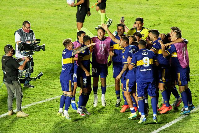 El festejo de los jugadores de Boca en San Juan.&nbsp;