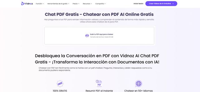 Vidnoz ChatPDF: Transformando la Interacción con Documentos PDF con IA