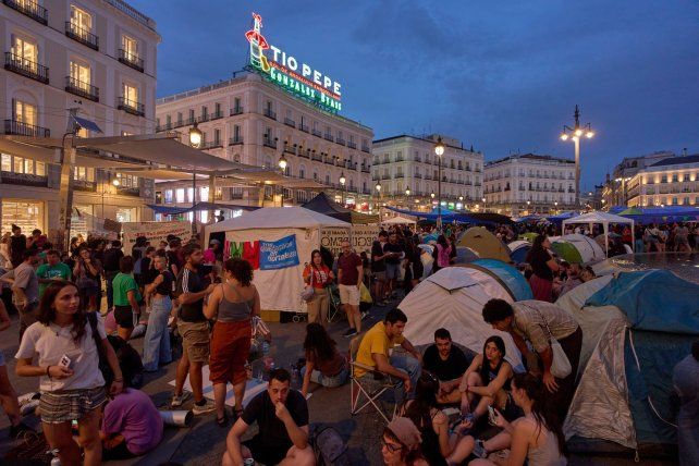 Continúa el acampe en el centro de Madrid para reclamar por la crisis de la vivienda