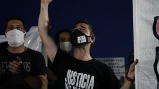 Leandro Pérez, en una de las marchas convocadas para pedir justicia por la muerte de su hermano.&nbsp;