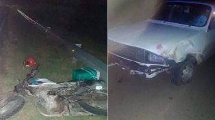 Ruta 11: hospitalizaron en grave estado a un motociclista que chocó con un auto